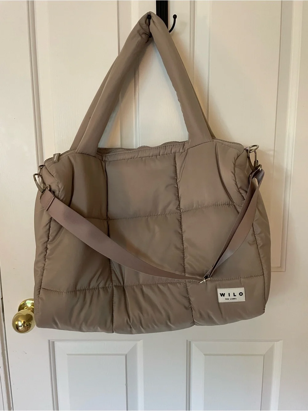 WILO Taupe Quilted Tote Bag